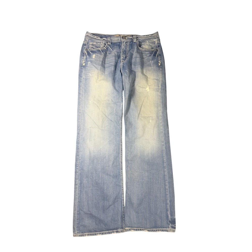 BKE Tyler Bootcut Jeans Mens 34 Light Wash Distressed Y2K Denim Pants